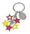 Metal Keyring with Star Charms & Engraving Tag (KEY18)