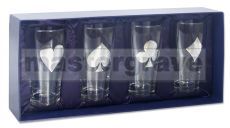 Set of 4 Pint Glasses 'Four Suits' in Pewter in luxuary gift box 
