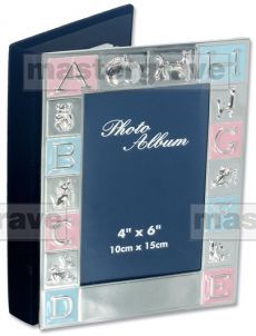Children's Photo frame with pink & blue enamel panels