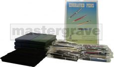 Pen starter pack with 3 plastic display boards designed to hold 1 of each pen