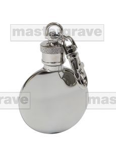 Round Design 1oz Polished Hip Flask on a Key Chain (HIPKEY2) 