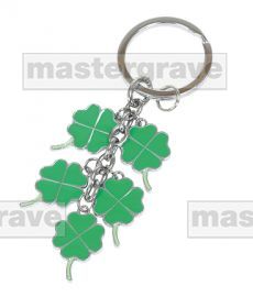 4 Leaf Clover Charms Keyring with Engraving Tag 