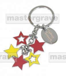Metal Keyring with Star Charms & Engraving Tag (KEY18)