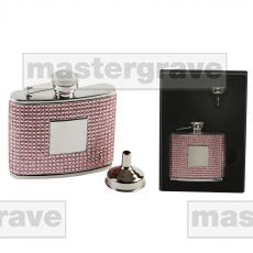 4oz Stainless Steel Hip Flask with Pink Diamonte (HIP11) 