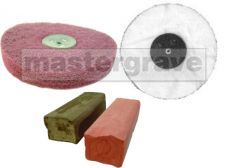 Various replacement mops & compounds for use with the polishing kit. 