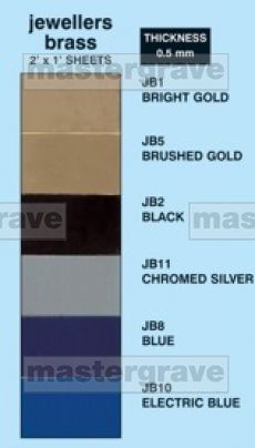 0.5mm Jewellers Brass in Bright or Brushed gold,Black,Silver,Blue and Elec Blue